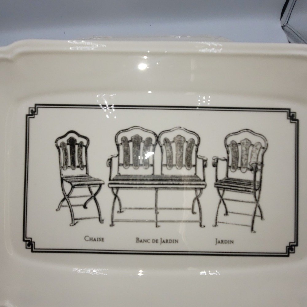 Set of 2 French Garden Furniture Ceramic Serving Platters Tea Party 11.5 inch